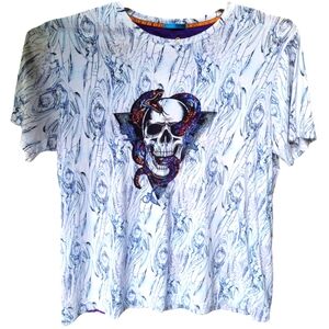 Robert Graham Snake & Skull Embroidered T-Shirt Size 2X